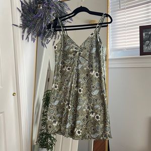 Green silky minidress